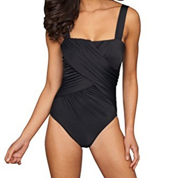 MIRACLESUIT Up and Coming Romance Draped Tummy Control One Piece Swimsuit - Picture 1 of 13